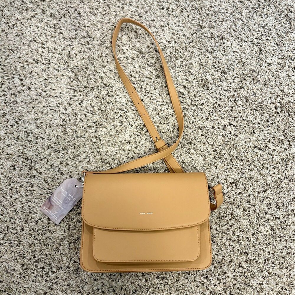 NWT Pixie Mood Zoe Crossbody Purse Bag Tan Honey Vegan Faux Leather Cruelty-Free